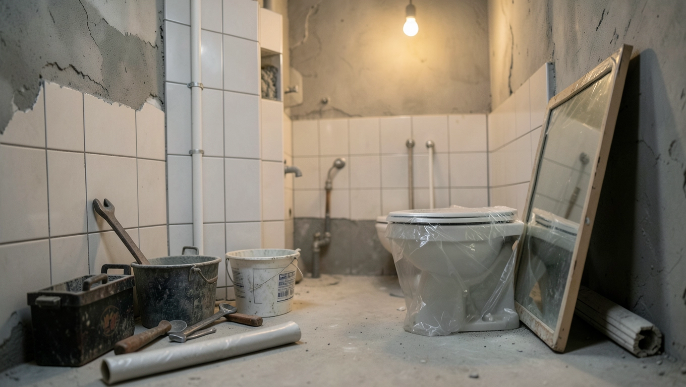 remont łazienki w trakcie mieszkania